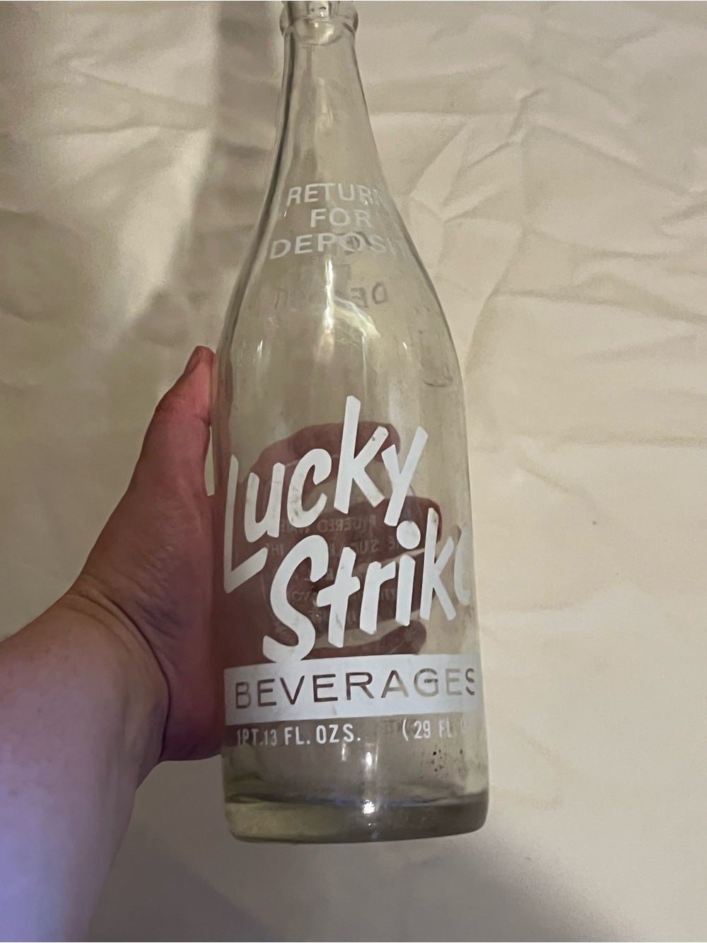 Vintage ACL Soda Lucky Strike Ginger Ale Soda Pop 29oz Deposit Bottle Nashua NH